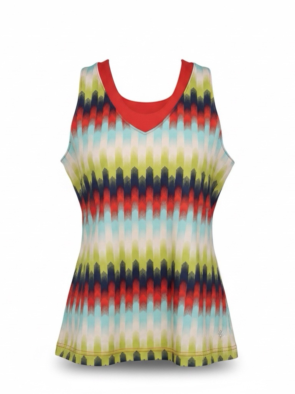 Columbia Women's M Omni-Wick Tank Top V-Neck Shelf Bra Colorful Stripe